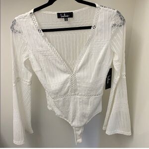 Bell sleeve sheer bodysuit